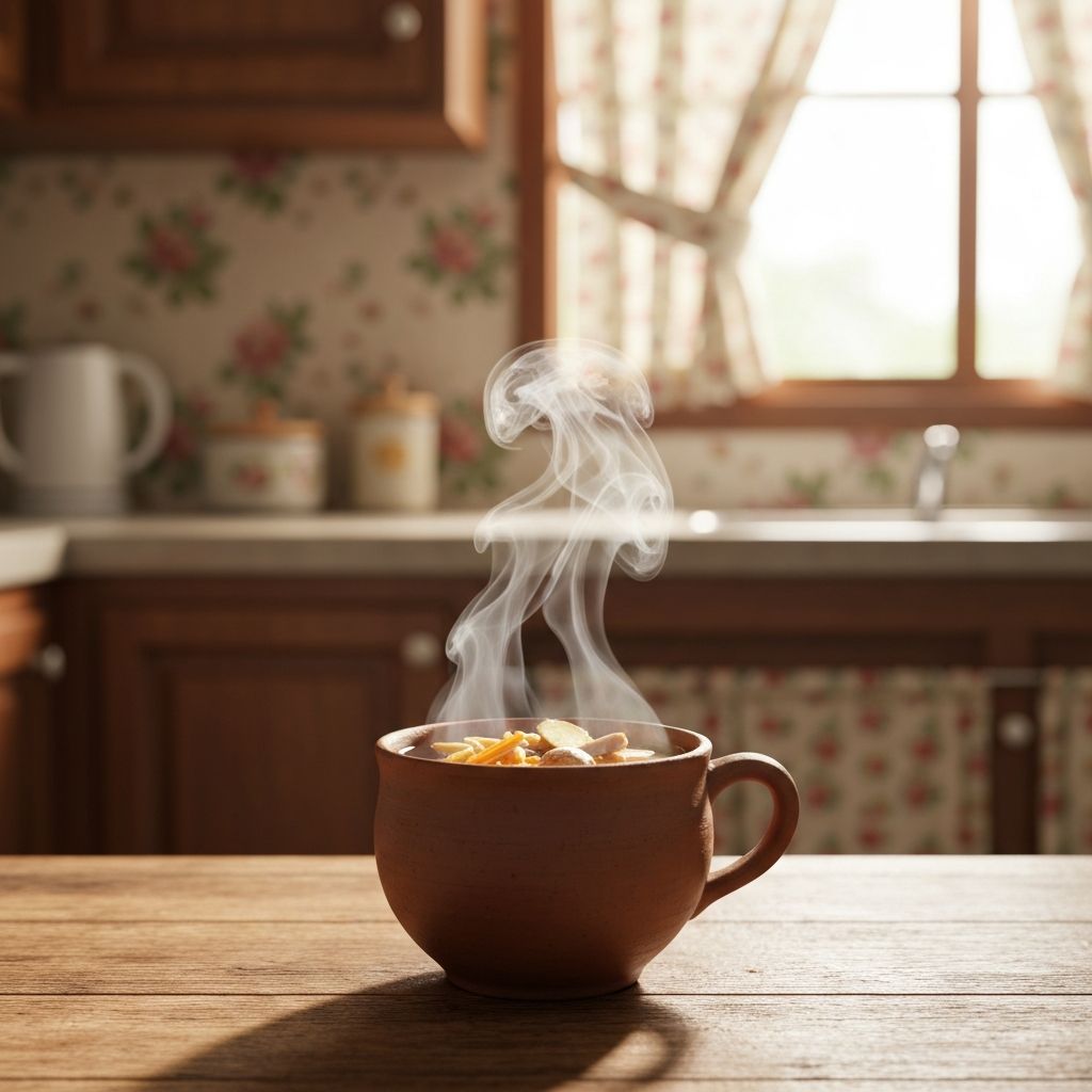 Steaming cup of wedang jahe ginger tea